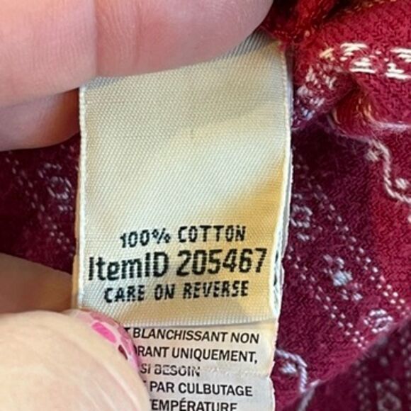 L.L. Bean Vintage Red White Flannel Nightgown Small Long Sleeves - Picture 4 of 9